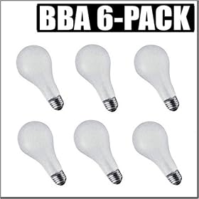 "BBA 250 watt 120 volt A21 Medium E26 Standard Base Light Bulb 6-Pack