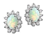 1.60 cts Opal Earrings - 14kt White or Yellow Gold LIFETIME WARRANTEE