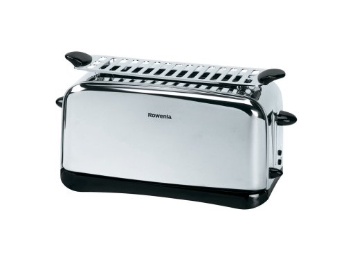 Rowenta TP-485 Toaster, schwarz/chrom, 2 Scheiben-Toaster, Brötchen-Röstaufsatz