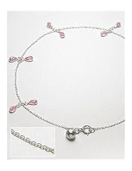 Pink CZ Anklet In 92.5 Sterling Silver