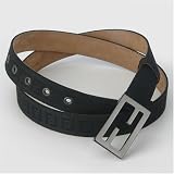 Fendi - Fendi 8C0130/7C0130 Zucchino Leather Belt- Black