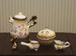 Dollhouse Miniature Yellow Watercolor Samovar Tea Set