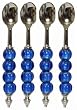 Decorative Condiment Spoon with Cobalt Blue Glass Bead Handle Set of Four