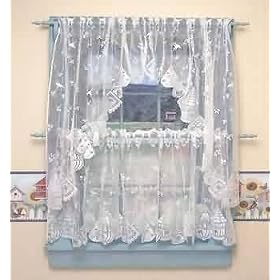 Drapes White Polyester, Birdhouse Lace Sheers 30 in x 60 in. by The Renovators Supply