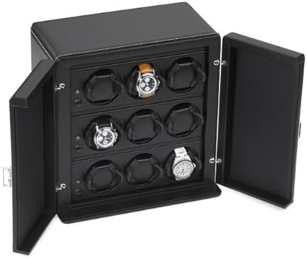Scatola del Tempo Rotori 9RT Programmable 9 Watch Winder In Black Leather