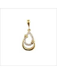 14k Yellow Gold, Teardrop Shape Pendant Charm Lab Created Gems 10mm Wide