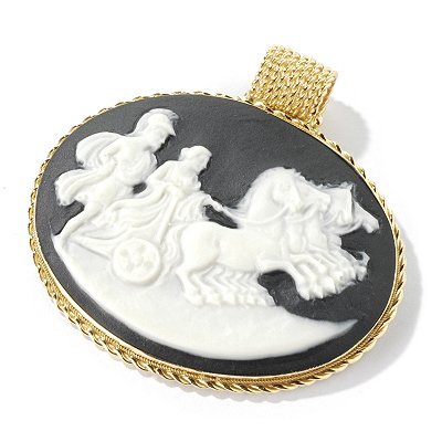 14K Gold Nike Leading to Victory Black Lava & Porcelain Pendant