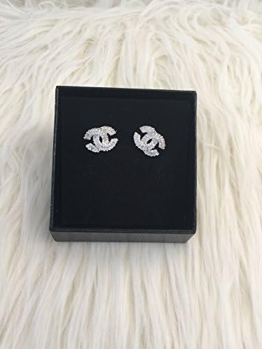 Classic Cz Diamond Logo Circle C Stud Earring (Silver )