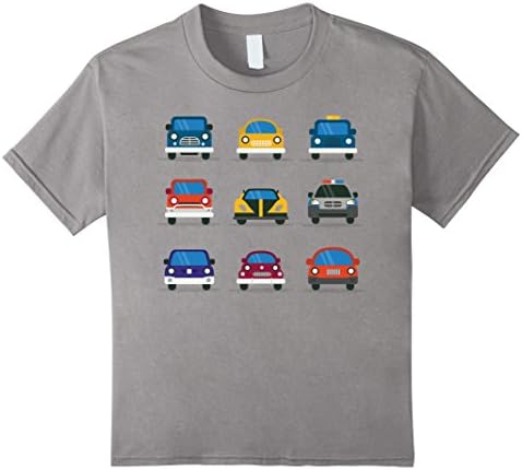 Kids Cute Car Auto Police Sports Car Truck Collection T-shirt 4 Slate