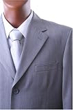 Men's Single Breasted Gray 100% Virgin Wool Super Gabardine Dress Suit