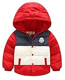 (トヨベイ)Toyobuy 厚手 子供 中綿 コート キッズ ブルゾン フード付き ベビー ジャケット 男の子 女の子 防寒防風 赤 120