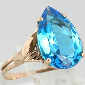 An Estate 14K Yellow Gold 6.10 Carat Blue Topaz Ring by 