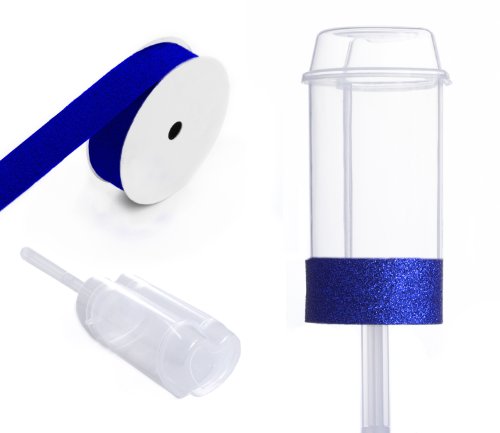 Dress My Cupcake DMC91931 Heart Shaped Clear Push Pops 100-Pack Plastic Containers with Lid DIY Kit, Royal Blue Glitter