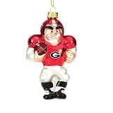 Georgia Bulldogs 4 Glass White Football Player Holiday Ornament - NCAA College Athletics