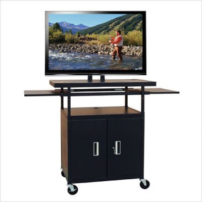 Buhl PLCAB5434E Flat Screen Monitor Cart with Cabinet and 34in to 54in Height Adjustment