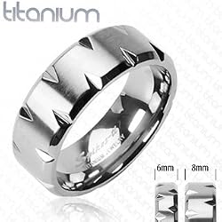 Solid Titanium with Faceted Edges Ring