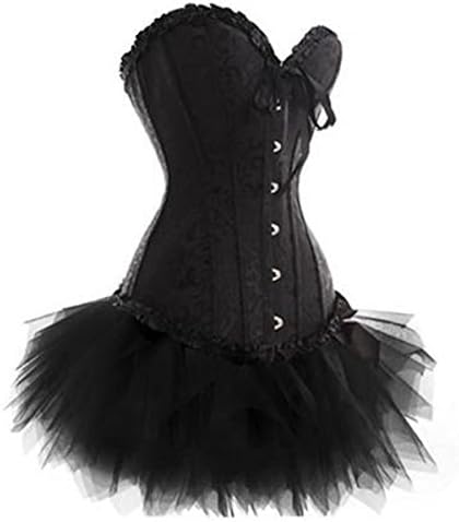ErQi 819T Sexy Devil CanCan Gril Showgirl Gothic Lace up Burlesque Corset S Black