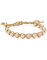 Tai Rose Gold Ball with Crystal Ball on Beige Cord Bracelet