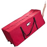 Elf Stor Premium Red Rolling Duffle Bag Style Christmas Tree Storage Bag