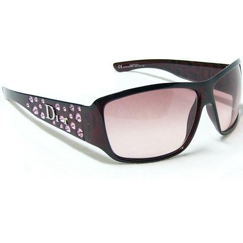 Christian Dior Sunglasses Sparkling 2 VH6 Burgundy Frame with Pink Austrian Crystal Trim and Rose Gradient Lenses