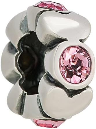 925 Sterling Silver Spacer Paved Cz Love Heart Beads Fit Pandora Charms