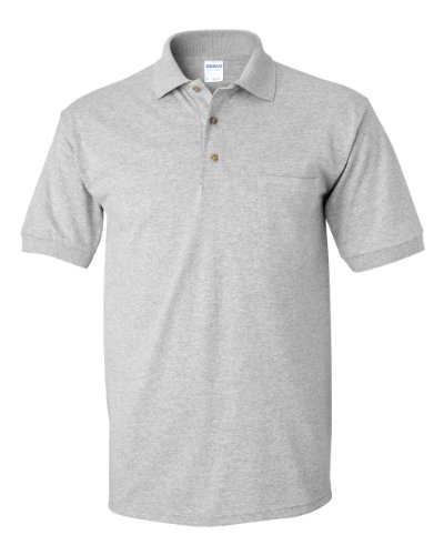 Gildan Men's Short-Sleeve Polo Pocket Jersey, Sport Grey, Medium