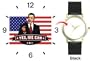Barack Obama Picture - Yes We Can - US Flag Background - President Barack Obama Commemorative - WATCHBUDDY� DELUXE TWO-TONE THEME WATCH - Arabic Numbers - Black Leather Strap-Size-Children's Size-Small ( Boy's Size & Girl's Size )