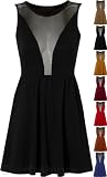 Ladies Mesh Skater Sleeveless Mini Dress Elasticated Waist Womens Top Sizes 8/ 10 , 12 / 14