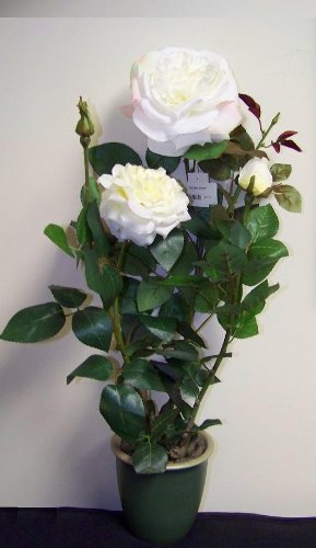 Silk Artificial White Rose Bush Wedding Centerpiece