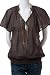 Trinity Silk Cotton Blend Keyhole Smocked Waist Peasant Blouse Top