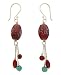 Sterling Silver Om Mani Mantra Drum Earrings with Coral & Turquoise