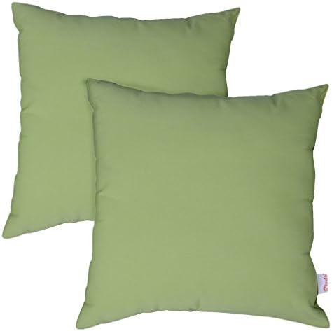 UBOYS LIVING Indoor Outdoor Sunbrella Square Accent Decorative Throw Pillow Sham, Set of 2, 18 X 18 Inch, Light Green