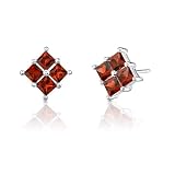 1.50 Carats Princess Cut Garnet Earrings in Sterling Silver