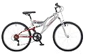 Optima Vengeance Boys Dual Suspension Bike - Silver/ Red, 24 Inch
