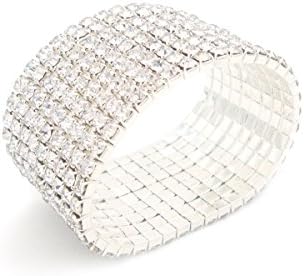 Ladies Rhinestone Bracelet Stretch Silver Tone Womens Elastic Bracelet Bangles Small Wrist Gold Tone