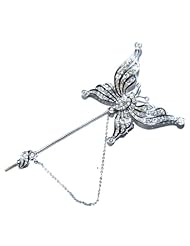 Genuine Diamond Butterfly Brooch/Pin Jewelry 18K White Gold [I_021]