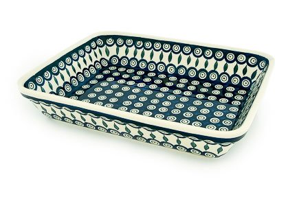 Polish Pottery Peacock Lasagna Dish