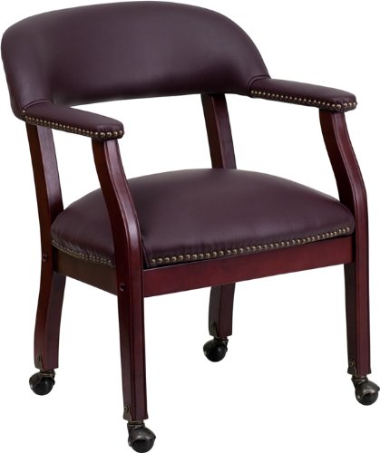 Flash Furniture B-Z100-LF19-LEA-GG Burgundy Leather Luxurious Conference Chair with Casters On Sale