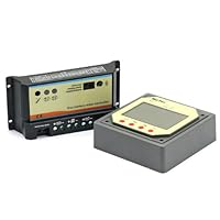 SainSonic 20A Duo Battery Solar Panel Charge Controller Regulator 12/24V + SainSonic MT-1 LCD Display Remote Meter For Duo Battery Solar Charge Controller with 10 Meters Wire