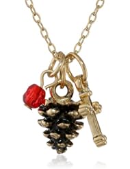 Cross and Pinecone Pendant Necklace, 18"