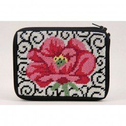 Coin Purse - Poppy On Scroll - Needlepoint Kit