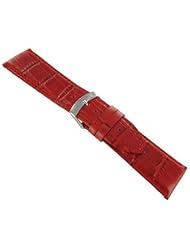 22mm Morellato Alligator Grain Genuine Leather Padded Stitched Red Watch Band Strap