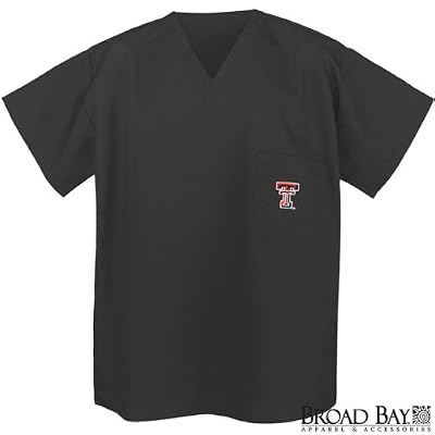 Texas Tech Scrubs Top Shirt- TTU Red Raiders For HIM or HER -Officially Licensed NCAA College Logo Apparel For HIM or HER SEARCH BROAD BAY SCRUB FOR OTHER College Logo Apparel Unique GIFT Ideas for Man Men Woman Women Ladies Nurses