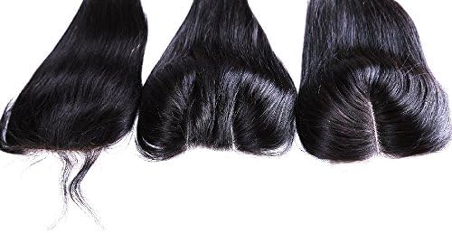 ShowLife 100% Virgin Human Hair 3 Part Brazilian Straight 8"-18" 6A Natural Color Human Hair Top Lace Closure