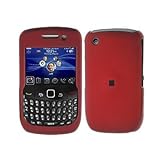 Crystal Hard Rubberized Red Cover Case + Red Removable Belt Clip for RIM Bl ....