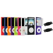 Premium Silicone Skin Case Cover with Screen Protector for the New Apple iPod Nano Nano-Chromatic 4th Generation 8gb 16gb + Bonus Young Micro (Black) Shoe Silicone Skin Pouch compatible with Nike+ Sensor