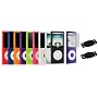 Premium Silicone Skin Case Cover with Screen Protector for the New Apple iPod Nano Nano-Chromatic 4th Generation 8gb 16gb + Bonus Young Micro (Black) Shoe Silicone Skin Pouch compatible with Nike+ Sensor