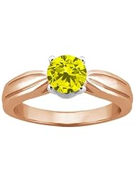 0.80 Ct Round Canary SI1/SI2 Diamond 18K Rose Gold Ring