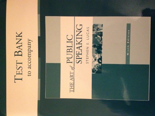 Test Bank Printed to Accompany the Art Of Public Speaking
