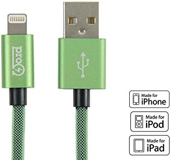 Pro-Ohm SureLinkTM Tangle-Free 6ft Lightning to USB Cable (Apple MFi Certified) ... (Green)